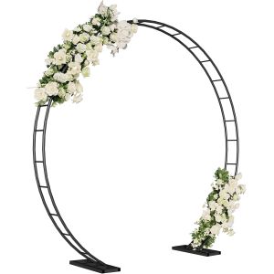 Mevronisshop-Arche De Jardin En M&eacute;tal Pour Plantes Grimpantes Et Support De Fond Pour Guirlandes De Ballons Avec Base, Arc Rond Pour D&eacute;coration De F&ecirc;te En Plein Air, Noir - Neuf