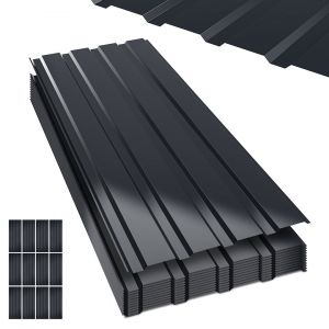 12x Plaques t&ocirc;les profil&eacute;es/ondul&eacute;es anthracite 115x45cm = 6m&sup2; tole de bardage r&eacute;sistantes intemp&eacute;ries inoxydable protection abri - Neuf