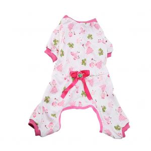 Hjlian Pyjama Pour Petit Chien, Combinaison A Noud Et Fleurs, Vetements De Nuit Pour Chiots, Rose, Taille S - Neuf