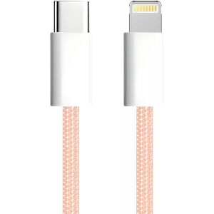 Thef-Apm Cable Iphone Usb C, Chargeur Iphone [Certifié Apple Mfi], Nylon Tressé Rose, Cordon Usb C Charge Rapide, Connecteur Lightning, Ultra Durable, Pour Iphone 14/13/12.., Ipad, Airpod, (1m), 6004 - Neuf