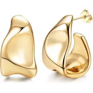 Kal-Boucles D'oreilles Femme Or Grosse Boucle D'oreille Argent 925 Boucles D'oreilles Creoles Plaqu&eacute;es Or 14 Carats Boucles D'oreilles Pendantes Fantaisie Creoles Argent Creoles Or Femme - Neuf