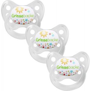Set De 3 T&eacute;tines Orthodontiques En Silicone-Taille 3,D&egrave;s 14 Mois-La Sucette Pour B&eacute;b&eacute; &Eacute;vite Le D&eacute;salignement Des Dents-Fabriqu&eacute; En Allemagne-Sans Bpa-Joue Souriante,Transparente - Neuf