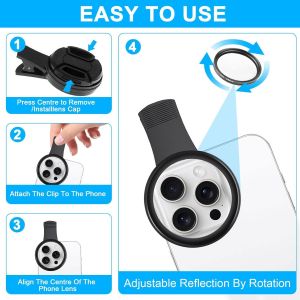 52 Mm Cpl Filtre Universel Pour Appareil Photo De T&eacute;l&eacute;phone Portable Cpl Filtre Polarisant Pour Appareil Photo De T&eacute;l&eacute;phone Portable Avec Clip Filet&eacute;, Filtre Polarisant &Agrave; Clipser Compatible [Z1277] - Neuf