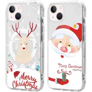 SJZG-2 Pi&egrave;ces No&euml;l Coque Magn&eacute;tique Pour Iphone 13 Mini 5,4'', Etui En Motif Dessin Cadeau De No&euml;l Compatible Avec Magsafe, Housse Christmas Silicone Bumper Cover Pour Iphone 13 Mini, P&egrave;re No&euml;l 02 - Neuf
