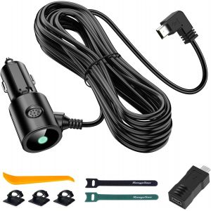 Chargeur de Voiture pour cam&eacute;ra de Tableau de Bord,Mini USB et Micro USB,c&acirc;ble d'alimentation Universel pour enregistreurs Conduite Cordon 3,5m 12V/24V vers DC 5V 2A(Interface L) - Neuf