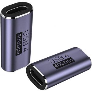 KALANKA-Adaptateur USB C Femelle vers Femelle, 40 Gbit/s, Alimentation 100 W et Passage Vid&eacute;o 8K &agrave; 60 Hz, Compatible pour Thunderbolt 4/3, MacBook Pro/Air, Lot de 2 - Neuf