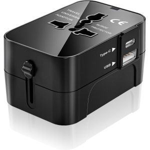 JGD-Adaptateur Prise Universelle, Adaptateur Universel de Voyage avec USB C et USB A Ports, Multifonction adaptateur Voyage Prise Internationale de voyage pour France Japon USA AUS UK TH CN, Etc 200+ - Neuf
