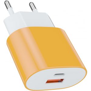 JGD-25W USB Type - C Chargeur Rapide Adaptateur de Charge Alimentation 15W USB Type - A Chargeur (Jaune 1 pcs) pour: iPhone 17/16 Pro/Max/Plus / 15 14 13 12 11 Pro Max x XS Samsung - Neuf