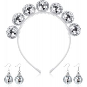 2 Paires Boucles D'oreilles Boule Disco Miroir 1pc Tête Boule Disco Avec Boule Miroir Réfléchissante Deguisement Accessoires Disco Femme Pour Annee 70 80 90 Disco Costume Party Accessoire Fluo - Neuf