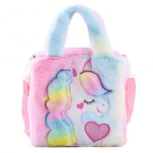 Sac a bandouliere en peluche brode de dessin anime, sac a main animal mignon, sac de rangement de voyage pour cosmetiques, sac cadeau pour sours et filles - Neuf