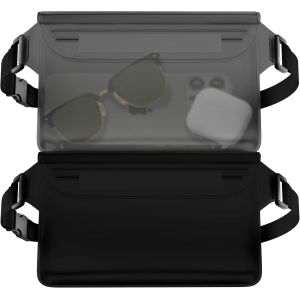 KALANKA-2X Sacoches Étanches [ 22 x 15.5 cm ] - IPx8 Waterproof - Sac Banane Portable avec Fermeture Triple et Ceinture Réglable en Noir/Gris - Neuf