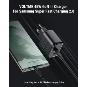 TIANYI-Chargeur USB-C Double GaN III 45W Noir, Chargeur GaN Double USB c Solide Prise USB c Type c pour iPhone 15/Pro, Samsung Galaxy S23 Ultra S22, Note 20/10, iPad Pro, Pixel, MacBook Air - Neuf