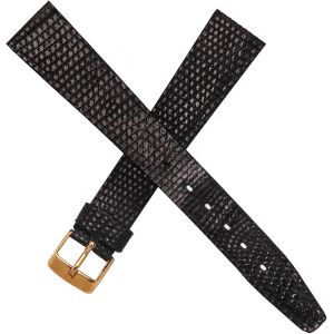 Kal-New Old Stock 1970 Bracelet De Montre En Cuir Pour Homme Lézard Légitime Noir 16 Mm, Noir , 16 Mm, Rétro - Neuf