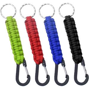 Eryi-Lot De 4 Porte-Clés En Paracorde 4 Coloris Mousqueton Tressé Corde Tressée Avec Porte-Clés Et Mousqueton Pour Camping Randonneé En Plein Air - Neuf