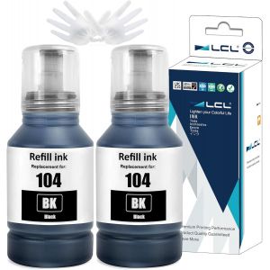 104 140ML*2 Encre Compatible pour Epson 104 Noir Bouteille d'encre Compatible pour Epson EcoTank ET-1810 ET-2710 ET¿2711 ET-2712 ET-2714 ET-2715 ET-2720 ET-2721 ET-2726 ET-2810 ET-2811(2-Pack) - Neuf
