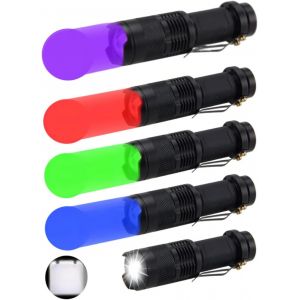ERYI-Lampe De Poche Led Lampe De Travail Multifonctions Mini-Lampe Portable 3 Modes Lampe De Poche Pliable Idéale Pour Le Camping, La Randonnée, La Vision Nocturne, La Pêche De Nuit (5, R+B+G+P+W) - Neuf