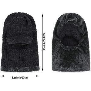 Hiver Tricoté Cagoule Bonnet Chapeau Chaud Cyclisme Ski Masque Taille Universelle,Noir - Neuf