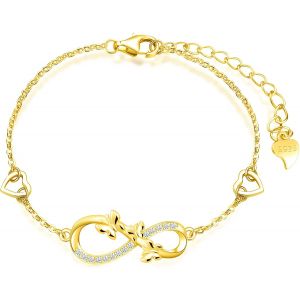 Collier Bracelet Boucles D'oreilles Pour Femme,Ensembles De Bijoux En Argent 925,Boucle D'oreille Bracelet Collier De Papillons Volants Et De Symbole Infini,Zircon Incrusté,Or - Neuf