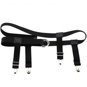 Mens Femmes Élastique Nylon Ceinture De Taille Avec Jarretière Jarretière Clip Bas Pantalon Jeans Titulaire Sangles Réglable Clamp-Hy - Neuf