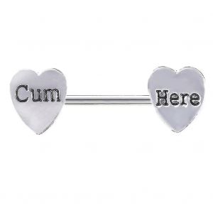1pc Sperme Ici Lettre Coeur Mamelon Anneau Dame Acier Inoxydable Corps Piercing Bijoux - Neuf