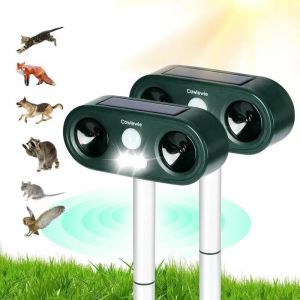 Cowiewie R&eacute;pulsif Chat Ultrason & LED, Recharge Solaire/USB, &Eacute;tanche, Pack de 2 pour Jardin. - Neuf