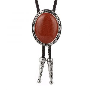 Pierre Naturelle Forme Ronde Bolo Cravate Pour Homme Western Cowboy Cravate Distinguée Noeud Papillon En Cuir Collier Corde Dames Accessoires - Neuf
