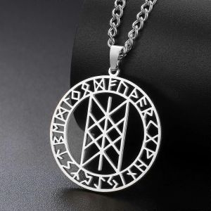 Dawapara Web De Wyrd Collier Mythologie Nordique Symbole Nordique Pendentif Runes Cercle Protection Amulette Bijoux En Acier Inoxydable - Neuf