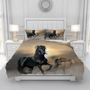 Ulteronixshop-Ensemble De Literie Motif Cheval, Ensemble De Housse De Couette 3d Imprim&eacute;e &Eacute;talon Avec Fermeture &Eacute;clair, Housse De Couette En Microfibre Douce Et Confortable Pour Enfants Gar&ccedil;ons Fille - Neuf