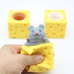 Jouet anti-stress en forme de souris au fromage (couleur aléatoire) Jouet au fromage pour souris Jouet sensoriel anti-anxiété Jouet souris à presser - Neuf