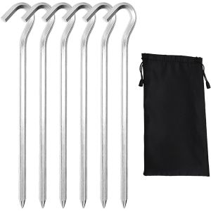 Eryi-Piquets De Tente, Piquets De Fixation Sol, Sardines Tente Camping, 18 Cm Sardines De Fixation Sol Piquets De Fixation En Alliage D'aluminium Pour Pique Nique Camping Randonnée Pêche, 6 Pièces - Neuf