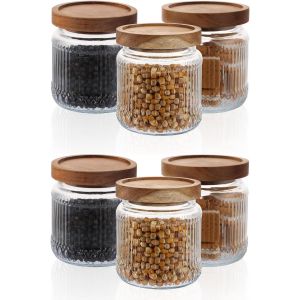 Cmws-Lot De 6 Bocaux En Verre De 500 Ml Avec Couvercles Herm&eacute;tiques, Empilables Pour Th&eacute;, Caf&eacute;, Sucre - Neuf