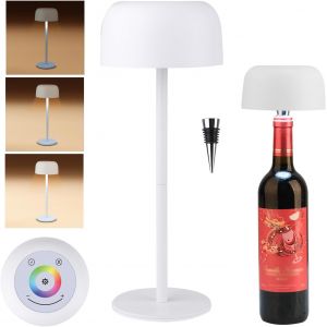 Kal-Lampe Bouteille Sans Fil 3 En 1 - Lampe De Chevet Et Table Rechargeable 1500mah, Tactile Pour Bar Restaurant - Accessoires Et Décorations (Blanc) - Neuf