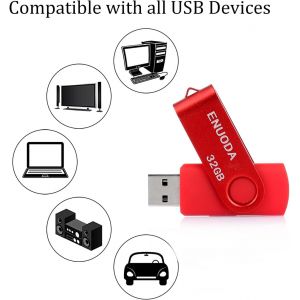 CMJAAGUR-Lot De 3 Clé Usb 32 Go Usb 2.0 Flash Drive Stockage Rotation Disque Mémoire Stick ,Mixte Couleur Rouge Noir Bleu[M497] - Neuf