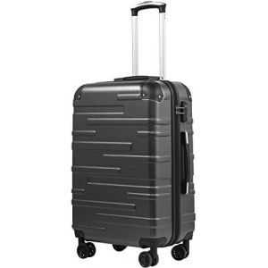 Valise Moyenne idéale 67x46x26 cm Valise ABS avec 4 roulettes Pivotantes 360° Cadenas TSA Poignée télescopique (Gris,67cm) - Neuf