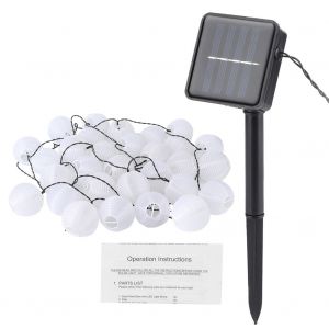 Hjlian Guirlande Lumineuse Solaire Etanche 30 Led En Forme De Lanterne Pour Decoration De Jardin Et De Cour - Neuf