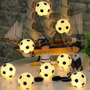 KAL-Guirlandes Lumineuses 20Leds Football Décoration -Moderne Boules Modélisation Intérieur Décoration Éclairage Blanc Chaud Lumière 2M/6.56Ft Longueur Convient Pour Thème Party/Home Decor - Neuf