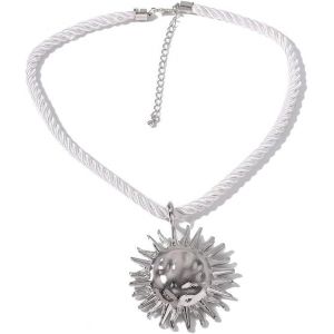 Kal-Grand Collier Pendentif Soleil Pour Femmes Plaqu&eacute; Or Fait Main Boho Martel&eacute; Cha&icirc;ne De Corde De Tournesol Colliers R&eacute;glables Mode Chic Plage F&ecirc;te De Vacances Bijoux 19 Pouces - Neuf
