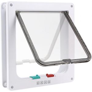Chatière À 4 Positions Chatière Chat Avec Tunnel Cache Découpe Chatière Chien Porte De Chat Avec Serrure Chatières Pour Petit Animaux Cat Mate Verrouillable Facile À Installer Blanc (S) - Neuf
