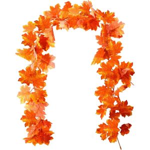 CAUC-Guirlande d'automne &iquest; Guirlande de Feuilles d'automne Marron de 1,8 m &iquest; Guirlande d'automne de Feuilles d'&eacute;rable &iquest; Guirlande de Feuilles artificielles d'automne avec Crochets &iquest; D&eacute;coration de che - Neuf