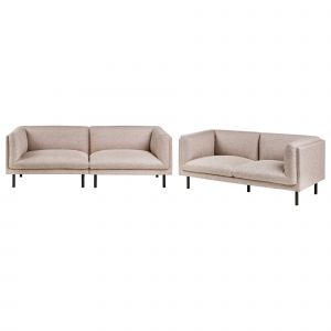 Ensemble De Salon Vorgod Tissu Marron Clair 5 Places - Neuf