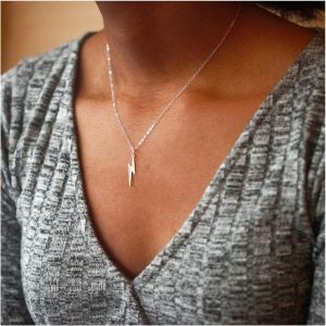 Kal-Collier Pendentif &Eacute;clair Boh&egrave;me Collier Ras De Cou Tonnerre Collier Ras De Cou Argent &Eacute;clair Collier Minimaliste Collier Cha&icirc;ne Bijoux Pour Femmes Et Filles Cadeaux - Neuf