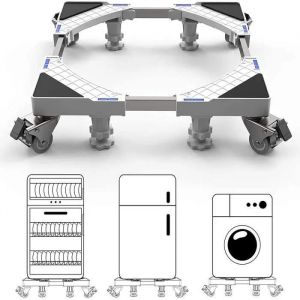 DEWEL Support de machine à laver avec 4 Roues Base de Réfrigérateur de lave-linge et sèche-linge Réglable en longueur 45cm-69cm - Neuf