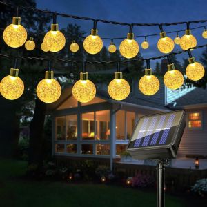 KAL-Guirlande Solaire Exterieur, 8M 30 Led Guirlande Lumineuse Exterieure Solaire, 8 Modes Ip65 Étanche Guirlande Lumiere Solaire Exterieur Pour Décoration Jardin, Cour, Noël, Mariage, Fête (Blanc Ch - Neuf