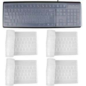 4 Pi&egrave;ces Transparent Clavier Film Protecteur, Silicone Housse Clavier Anti-Poussi&egrave;re, Convient aux Bureaux, H&ocirc;pitaux, &Eacute;coles - Neuf