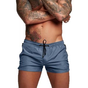 Men's Swimming Trunks,Swimming Trunks,Swimming Trunks,Beach Shorty,Boxer Mayo For Men With Zip Pocket (L,Blue Grey),Blue/Grey,L - Neuf