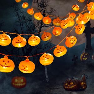 Guirlande Lumineuse Citrouille 30 Led 4,5 M, À Piles, 8 Modes D'éclairage, Décoration D'halloween, Pour Intérieur Et Extérieur, Halloween, Thanksgiving, Festival, Costumes, Décorations De Fête - Neuf