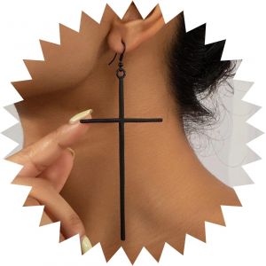 Kal-Boucles D'oreilles Croix Vintage Boucles D'oreilles Grande Croix Boucles D'oreilles Goutte D'or Boucles D'oreilles Croix R&eacute;tro Boucles Bijoux Pour Femmes Et Filles (Dor&eacute;) - Neuf