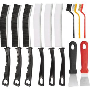 9X Nettoyage Salle de Bain+2Grattoir,Joint Carrelage,Brosses de Nettoyage de Crevasses à Poils Durs,pour Groove Gap et Saleté Rainure a Rouille dans Salle,Cuisine,Toilettes - Neuf