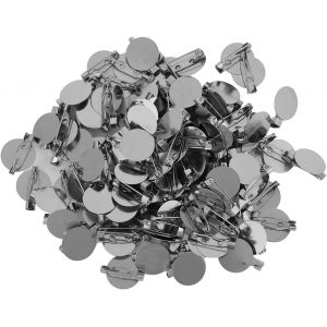 Kjdal-100pcs Broche Fermoirs Broche Disque,Broche Broche Dos Broche Fermoirs Broche Plateaux Pour Badge Diy Bijoux Artisanat Fabrication(20mm) - Neuf