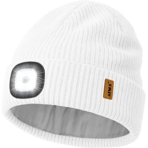 Led Bonnet Lampe Frontale, Usb Rechargeable 4 Led Chapeau Course Ultra Lumineux Lumière Mains Libres Hiver Chaud Tricot Bonnet Avec Polaire Doublé Cadeaux Pour Homme Papa Et Femme - Neuf